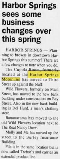 Best Western Of Harbor Springs (Harbor Springs Motor Lodge, Harbor Springs Motor Inn) - June 1991 Restaurant Moves